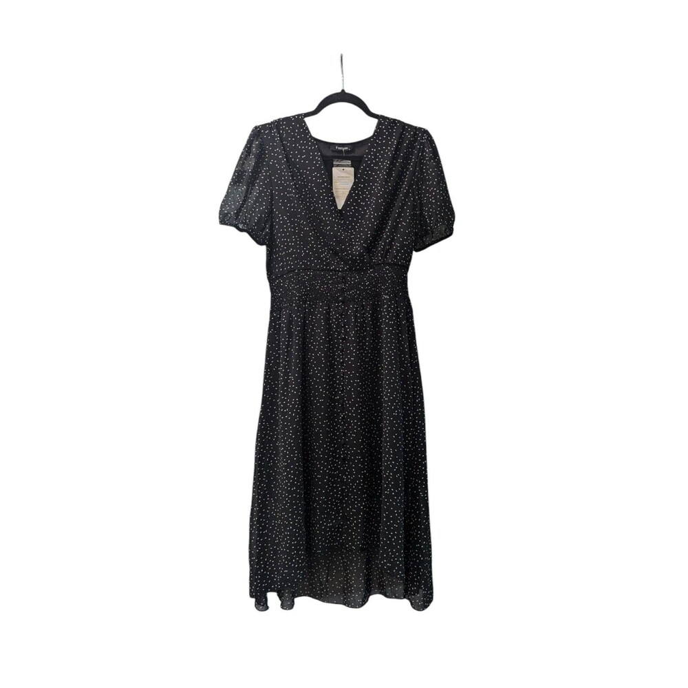 PRETTYGARDEN Women's V-Neck Wrap Ruffle Hem Maxi Dress Black Size M - Picture 2 of 5